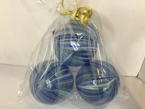 Vintage Christmas Blue/White Glass Ornaments In Bag Holiday Item