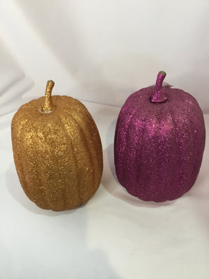 Halloween Purple/Gold Glitter Pumpkin Pair Holiday Item