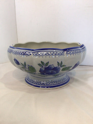 Blue/White Ceramic Floral Planter