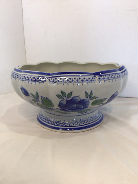 Blue/White Ceramic Floral Planter