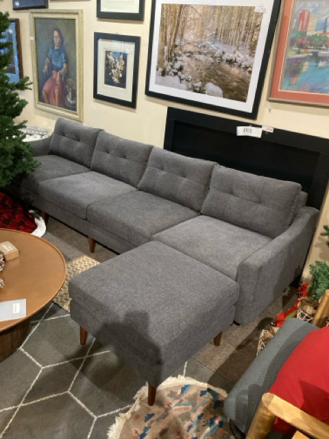 Burrow Mid-Century Modular Blue Sectional Sofa