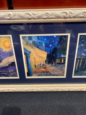 Van Gogh Cream/Blue Divided Framed Art