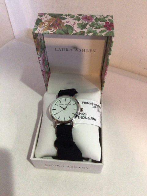 LAURA ASHLEY Black/Silver Ribbon Watch