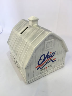 McCoy White/Gray Ceramic Barn Bank