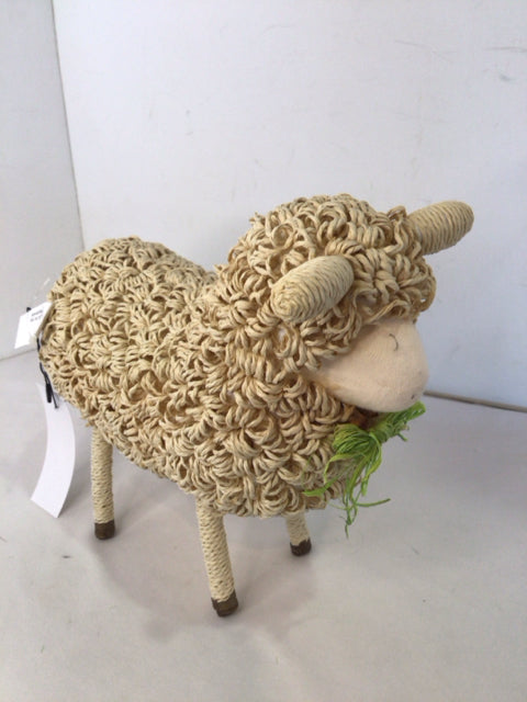 Cream Rafia Sheep Figurine