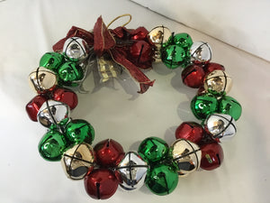 Christmas Silver/Red Metal Wreath Bells Holiday Item