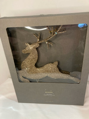 Pottery Barn Tree Topper Gold Glitter Reindeer New Holiday Item