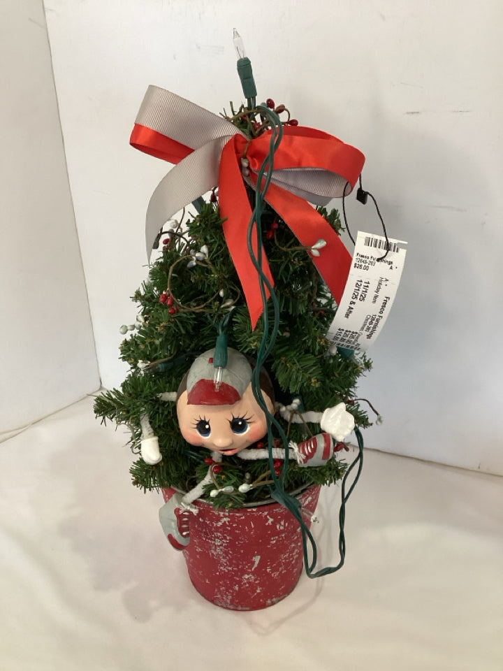 Christmas Green/Red Christmas Tree Frosted Holiday Item