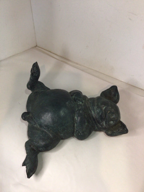 Hanging Green Cast Iron Pig Statue