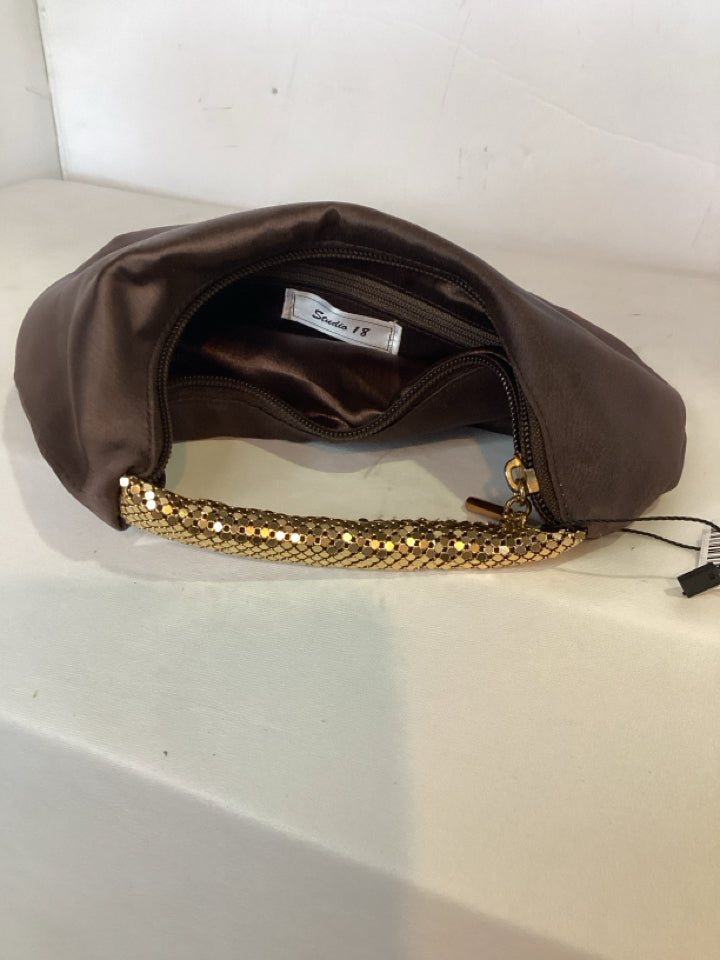 Satin Brown Sequined Purse