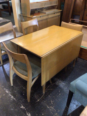 Heywood Wakefield Drop Leaf 4 Chairs Blonde Table & Chairs