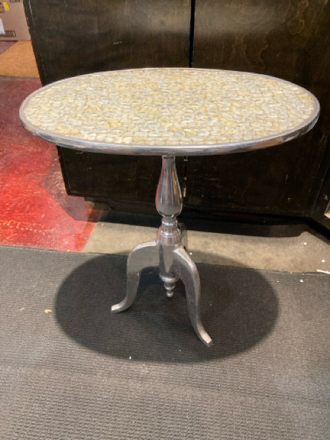 Side Mother of Pearl White/Silver Table