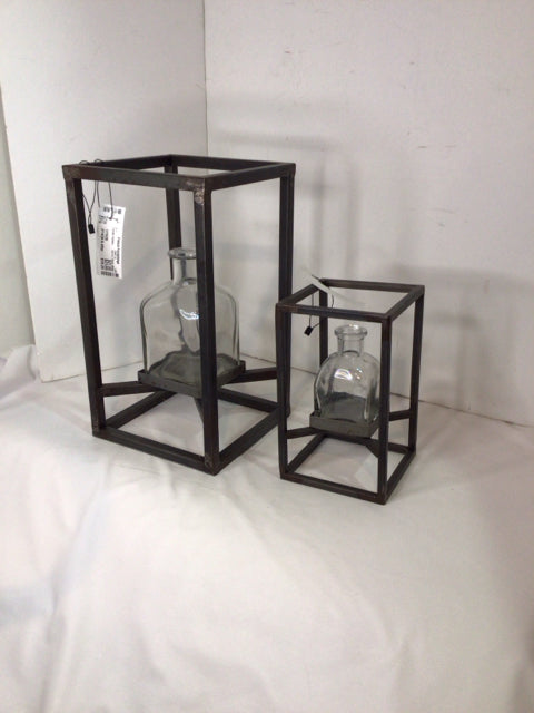 Set of 2 Black Metal Candle Holders