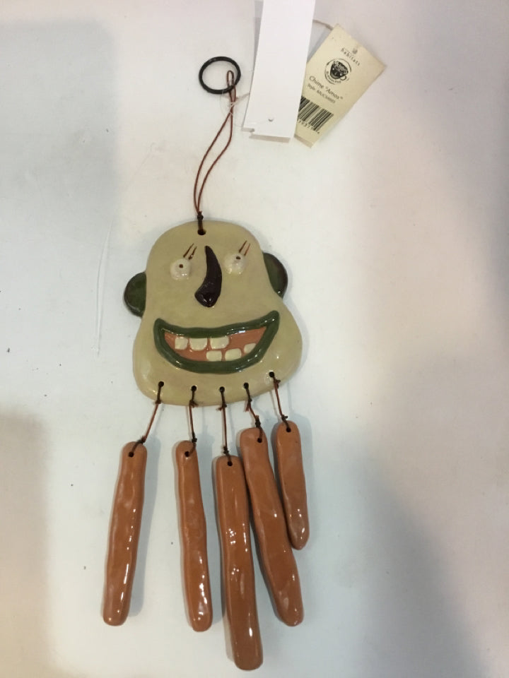 Multi-Color Pottery Face Wind Chime