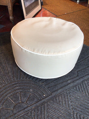 Round Nylon Poof Tan/White Ottoman