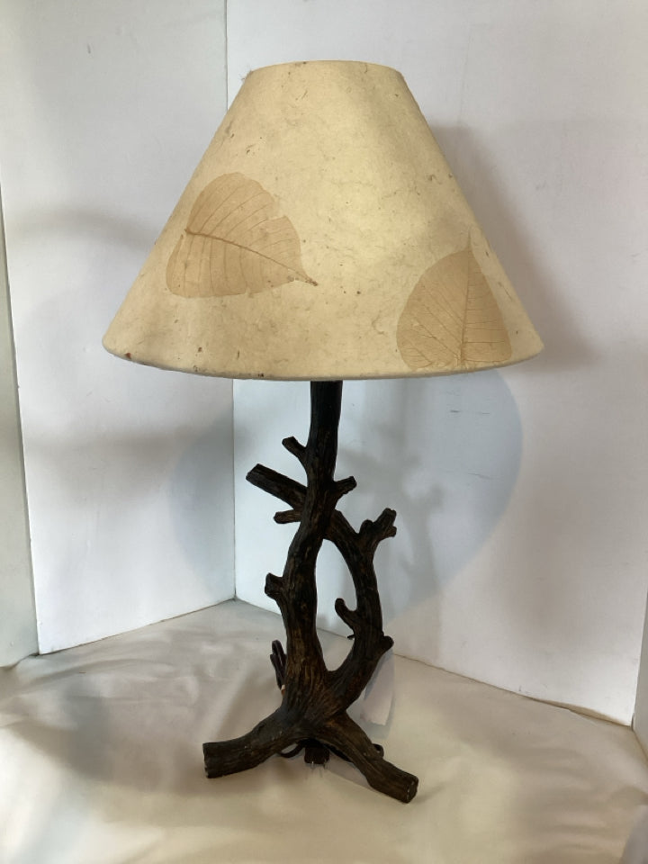 Rustic Brown/Cream Resin Branch Lamp