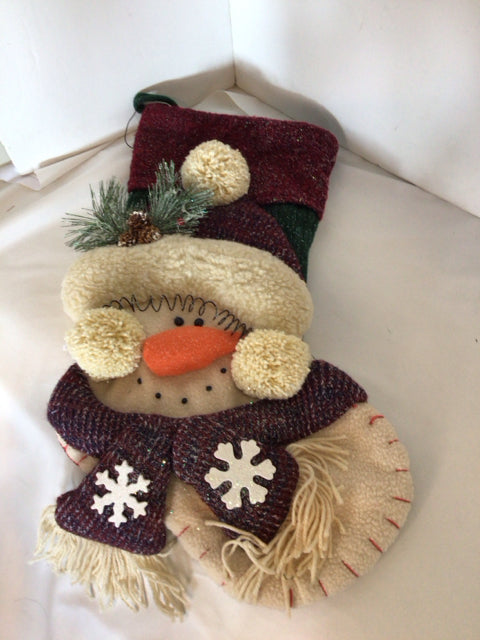 Stocking Multi-Color Cotton Snowman Holiday Item