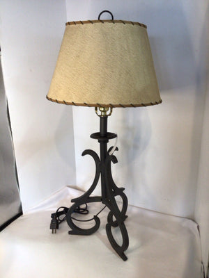 Black/Tan Wrought Iron Lamp