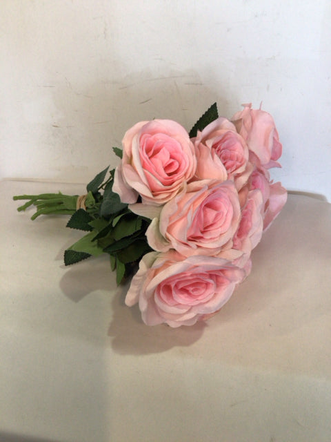 Green/Pink Roses Faux Flowers