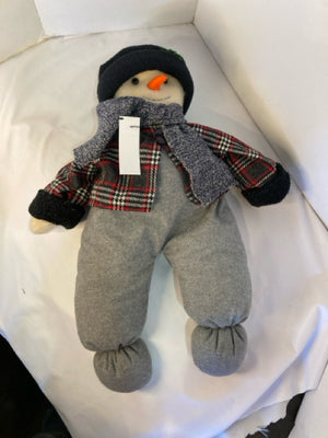 Gray/Multi Cotton Stuffed Snowman Holiday Item