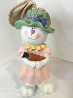 Easter Pink/white Resin Bunny Figurine