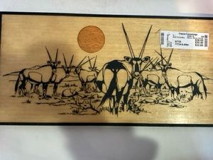 African Wood Animal Etched Tan/Black Wall Decoration