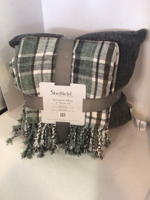 Sheffield NEW Gray Blanket Plaid Pillow