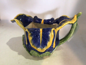 As Is Blue/Yellow Ceramic Flower Pitcher