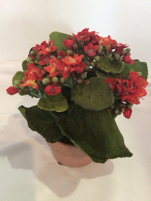 Red/Green In Pot Faux Flowers