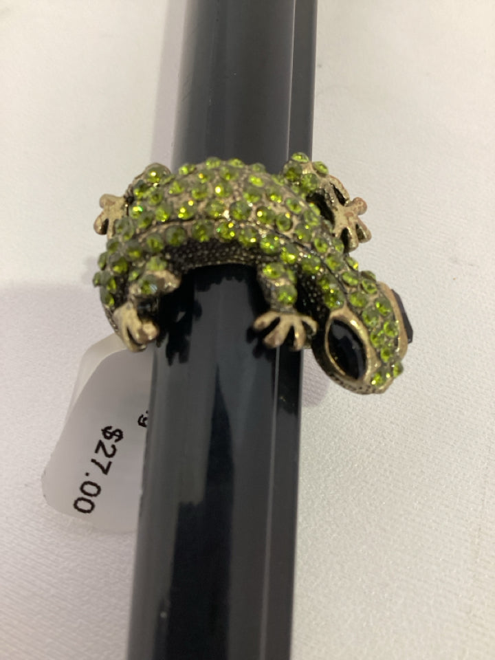 Green Frog Rhinestone Ring