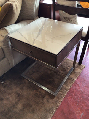 Side Formica 1 drawer White/Gray Table