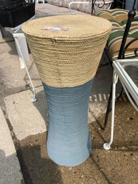Tan/Black Rafia Round Plant Stand