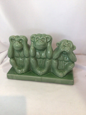 Green Ceramic Monkey Statue