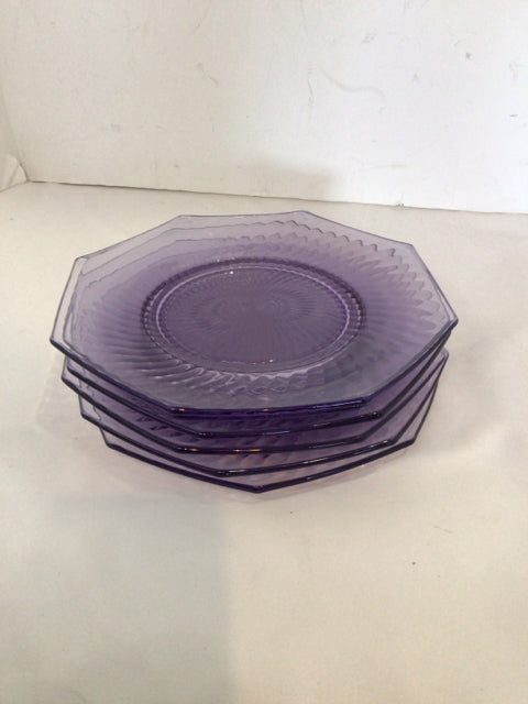 Set of 6 Purple Glass Plate Set