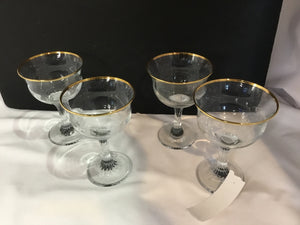 Vintage Gold Trim Glass Set of 4 Glasses