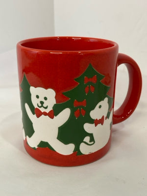 Waechtersbach Vintage Red/Green Ceramic Mug Teddy Bears Holiday Item