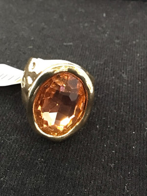 Gold Peach Oval Ring