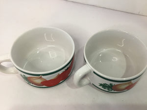 Vintage White/Red Soup Mug Set