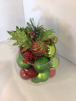Christmas Red/Green Glass Ornaments Bowls Holiday Item