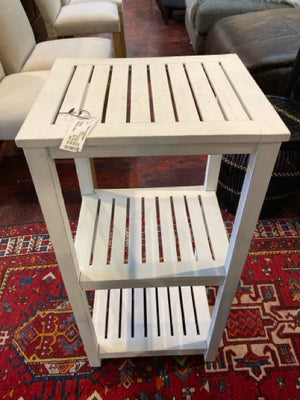 Painted Wood Slate Top Tiered White Table