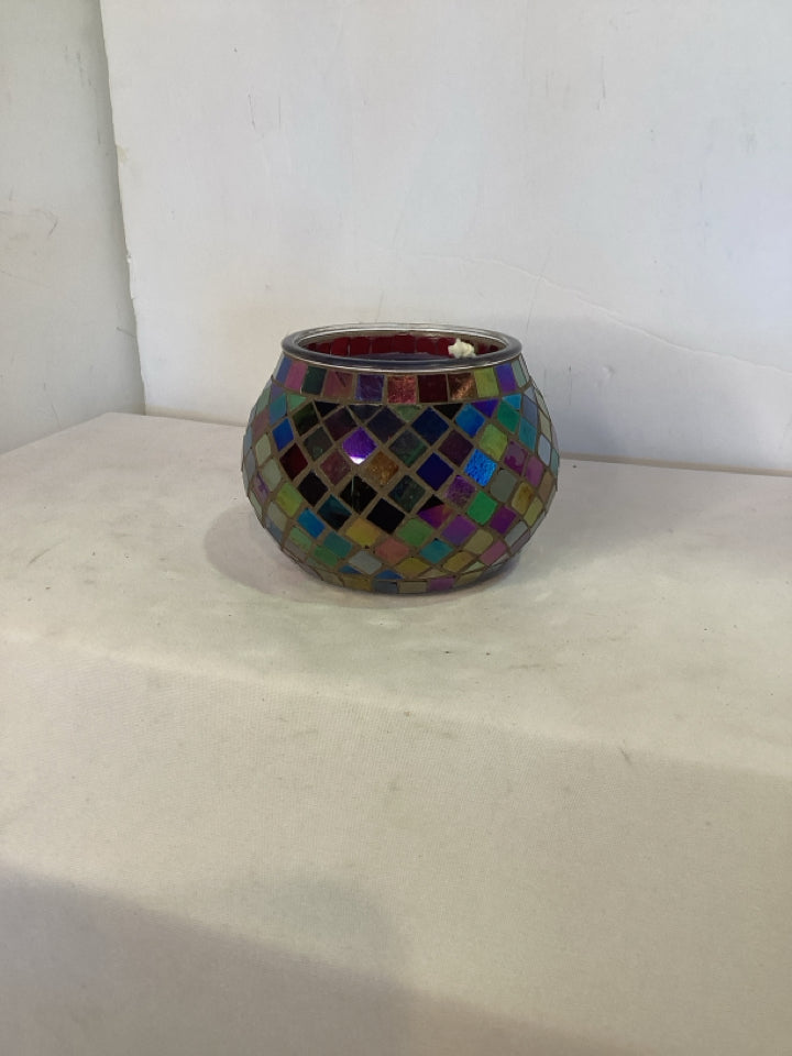 Multi-Color Mosaic Candle