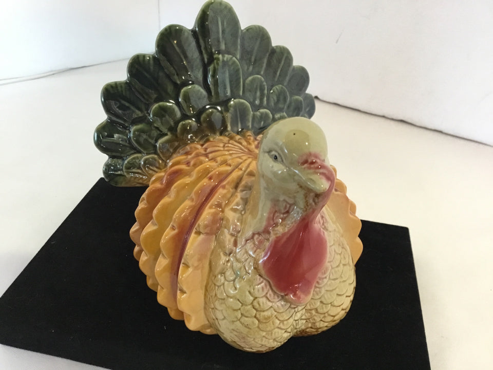 Fall Green/Orange Ceramic Turkey Holiday Item