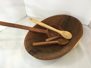 Brown Wood Oval Bowl
