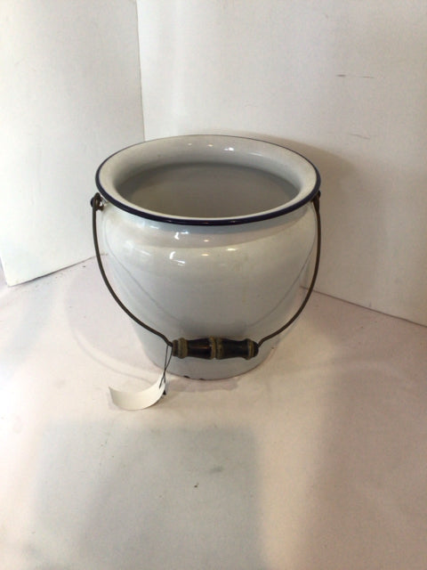Vintage White Metal Bucket