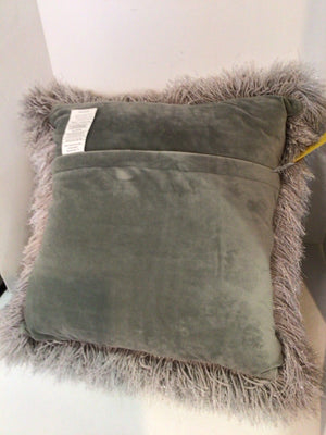 Silver Shag Fringe Pillow