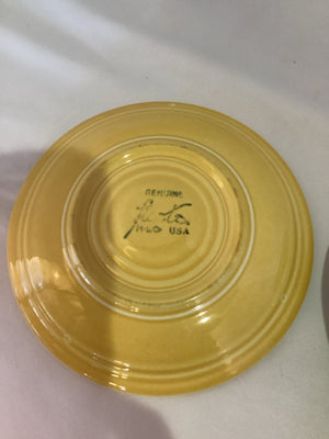 Fiesta Vintage Set of 3 Green/Yellow Ceramic Saucer Plate Set