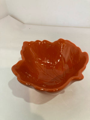 Fall Red Ceramic Bowl Leaf Holiday Item