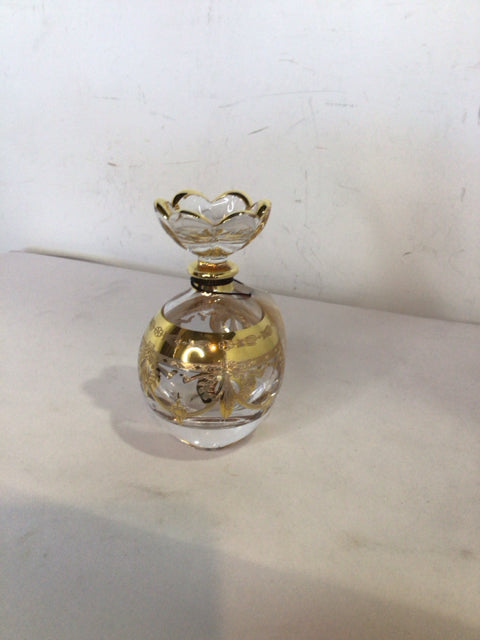 Vintage Glass Clear Painted Stopper Bottle