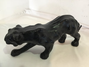 Vintage Leather Painted Panther Sculpture