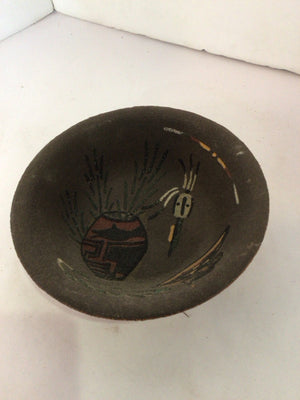 Native American Gray Sand Navajo Bowl